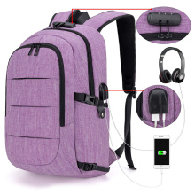 New Purple Anti-theft USB Port Briefcase Notebook Bags Business Laptop Backpack